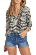 Women's Billabong Venture Out Plaid Top - Black