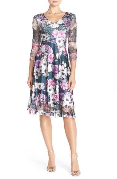 Women's Komarov Floral Print Chiffon A-line Dress
