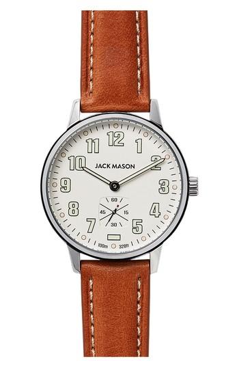 Men's Jack Mason Field Leather Strap Watch, 38mm