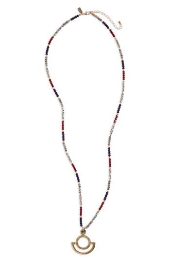 Women's Canvas Beaded Open Circle Pendant Necklace