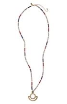 Women's Canvas Beaded Open Circle Pendant Necklace