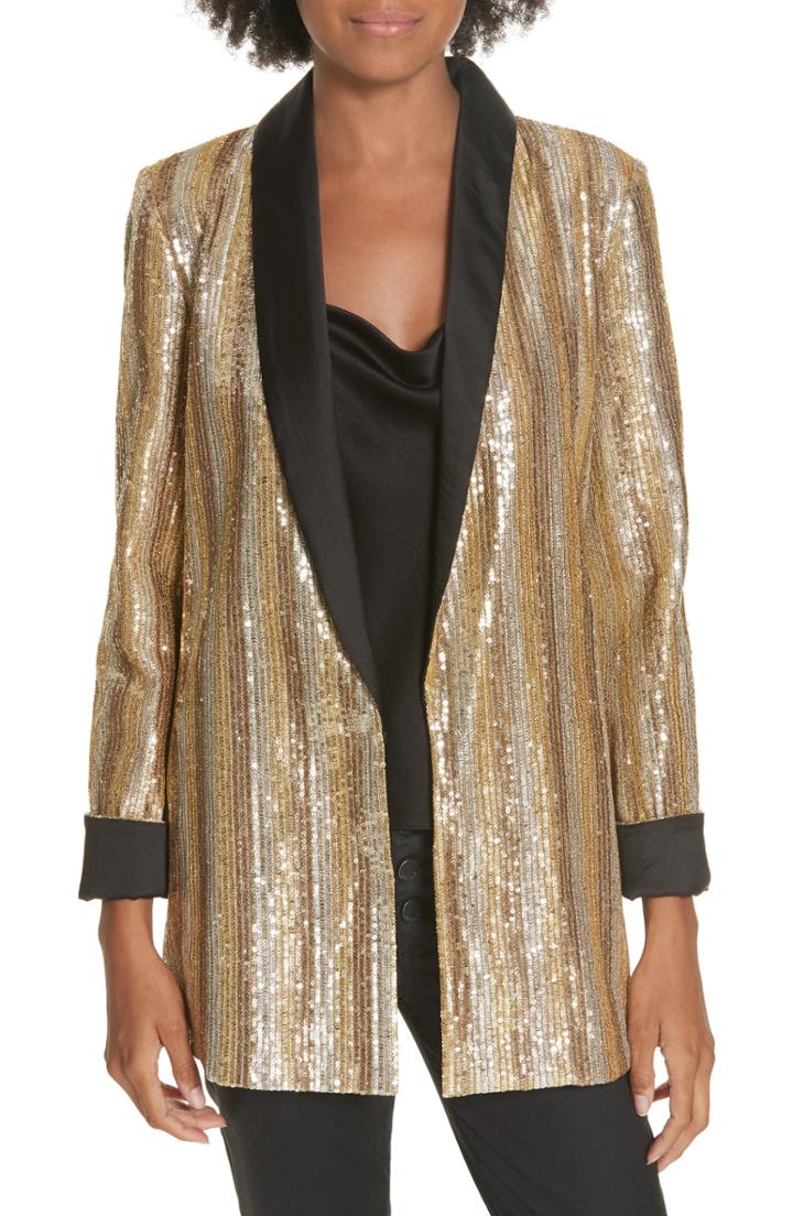 Women's Alice + Olivia Jace Embellished Oversize Blazer - Metallic