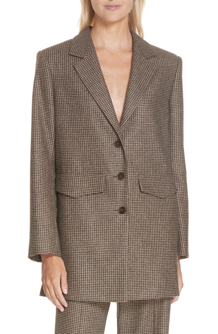 Women's Nanushka Demi Oversize Houndstooth Jacket - Grey
