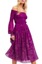 Women's Free People Foiled Smocked Midi Dress - Purple