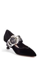 Women's Miu Miu Embellished Buckle Pointy Toe Pump Us / 36eu - Black