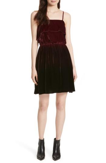 Women's Alice + Olivia Ruffle Bodice Velvet Dress