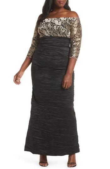 Women's Alex Evenings Off Shoulder Empire Waist Gown - Black