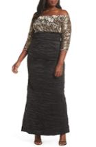 Women's Alex Evenings Off Shoulder Empire Waist Gown - Black