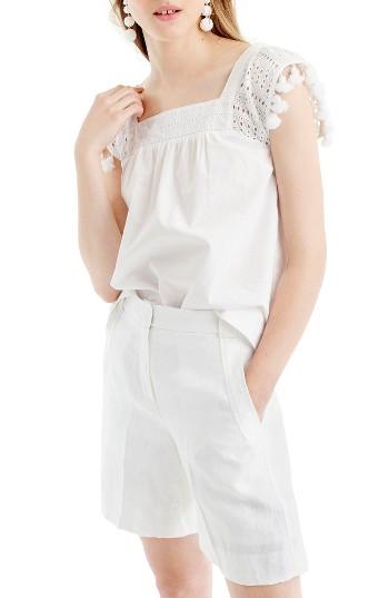 Women's J.crew Tassel Trim Eyelet Top