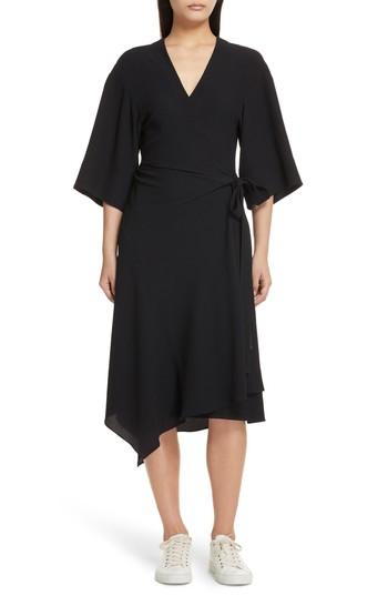 Women's Theory Kimono Crepe Wrap Dress - Black