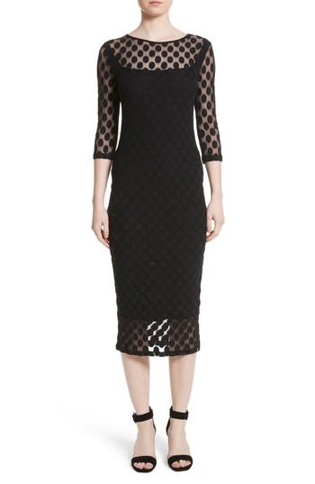 Women's Fuzzi Dot Print Tulle Midi Dress - Black
