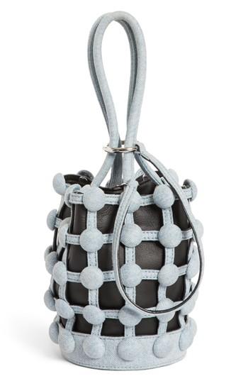Alexander Wang Mini Roxy Denim Cage Leather Bucket Bag - Blue