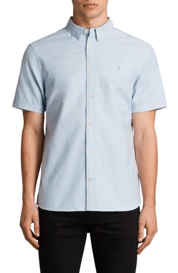 Men's Allsaints Huntington Regular Fit Short Sleeve Sport Shirt - Blue