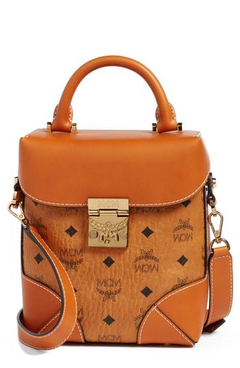 Mcm Small Berlin North/south Leather Crossbody Bag - Brown