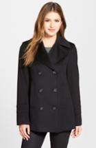 Petite Women's Fleurette Loro Piana Wool Peacoat P - Black