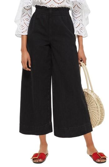 Women's Topshop Wide Leg Crop Jeans W X 30l (fits Like 24w) - Black