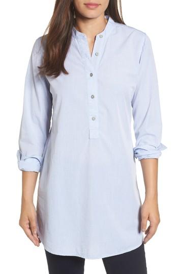 Petite Women's Caslon Popover Tunic Shirt, Size P - Blue