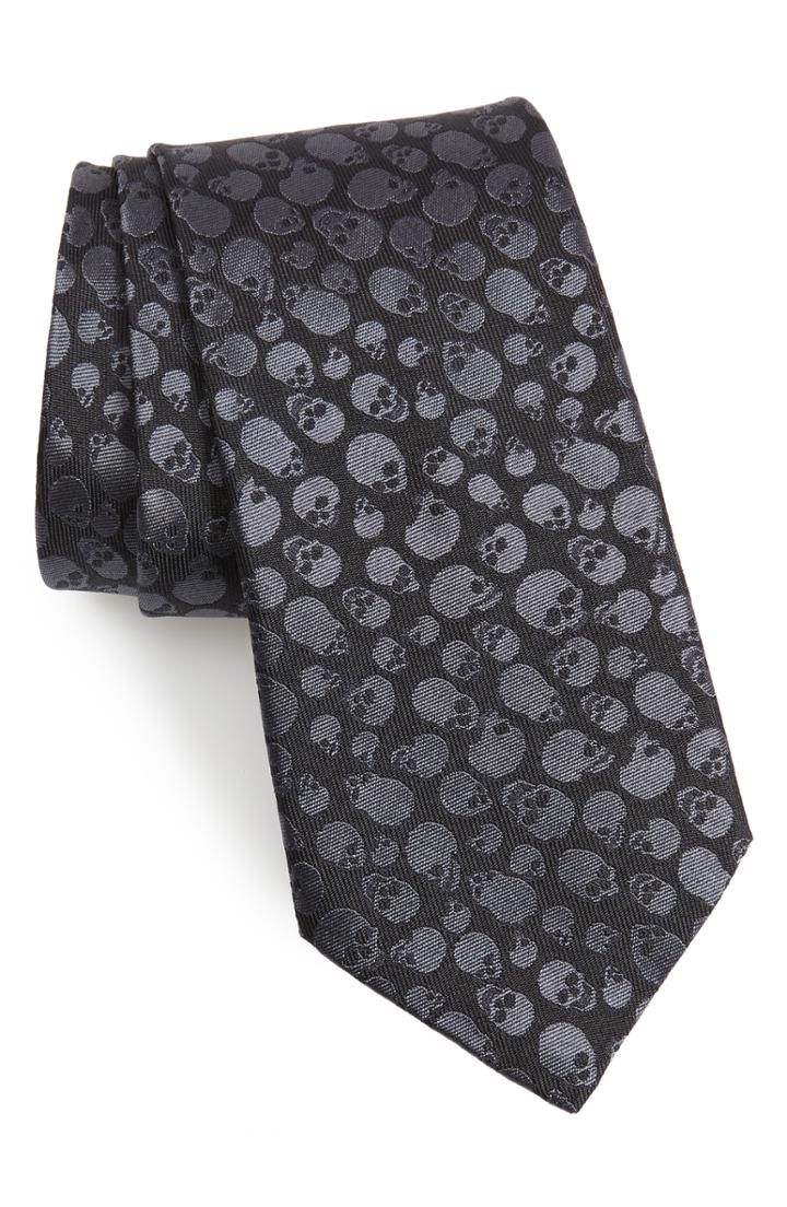 Men's John Varvatos Star Usa Skull Silk Tie, Size - Black