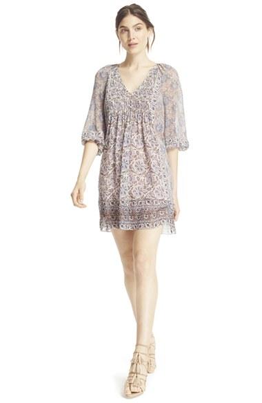 Women's Joie 'foxley' Floral Print Silk Peasant Dress