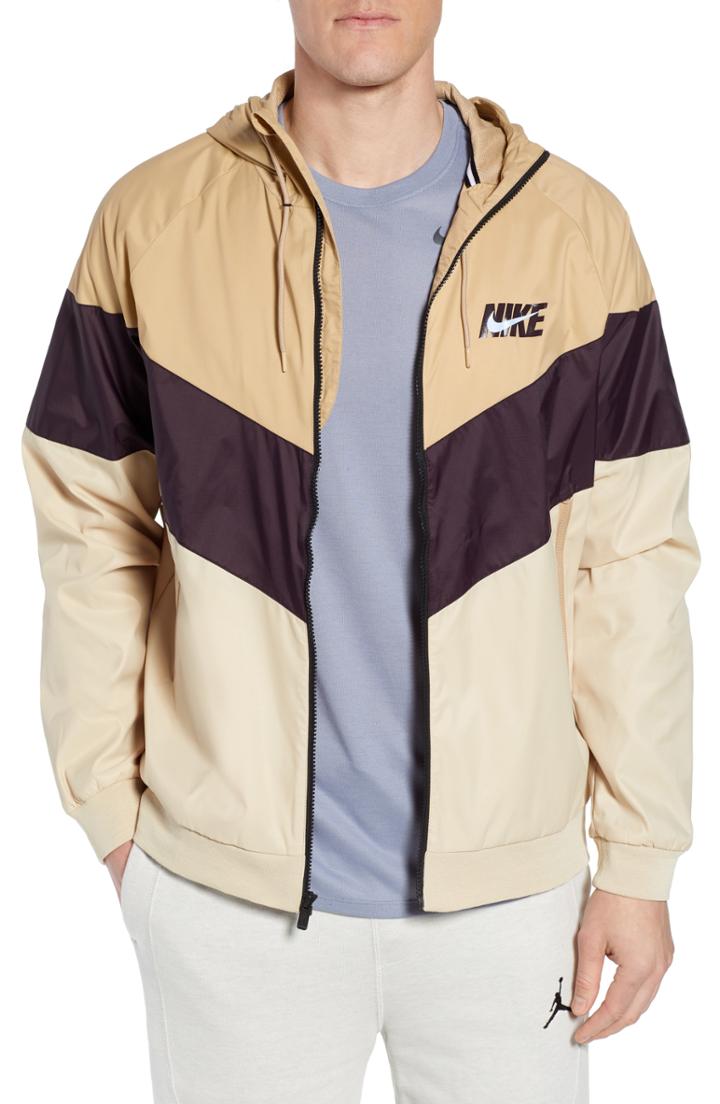 Men's Nike Windrunner Wind & Water Repellent Hooded Jacket, Size - Beige