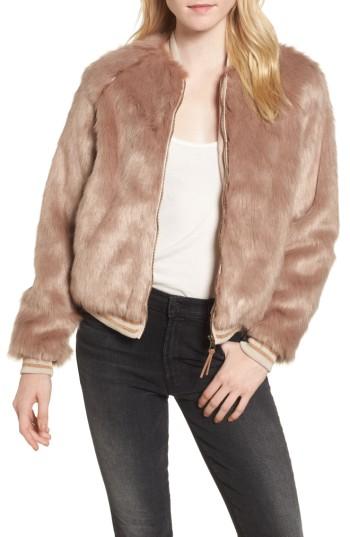 Women's Mother The Letterman Faux Fur Jacket - Brown