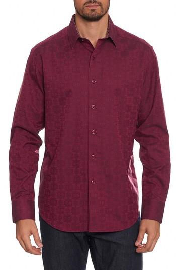 Men's Robert Graham 'cullen' Classic Fit Jacquard Sport Shirt X-large - Red