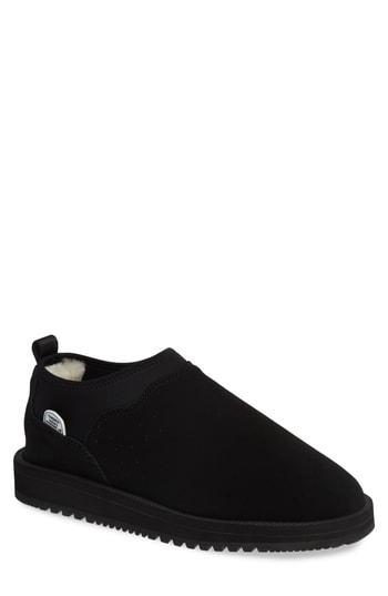 Men's Suicoke Ron Mid Genuine Shearling Slipper M - Black