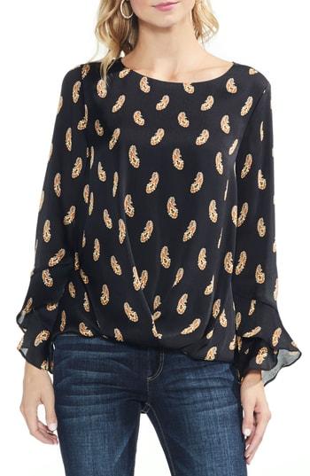 Women's Vince Camuto Flutter Cuff Paisley Blouse - Black