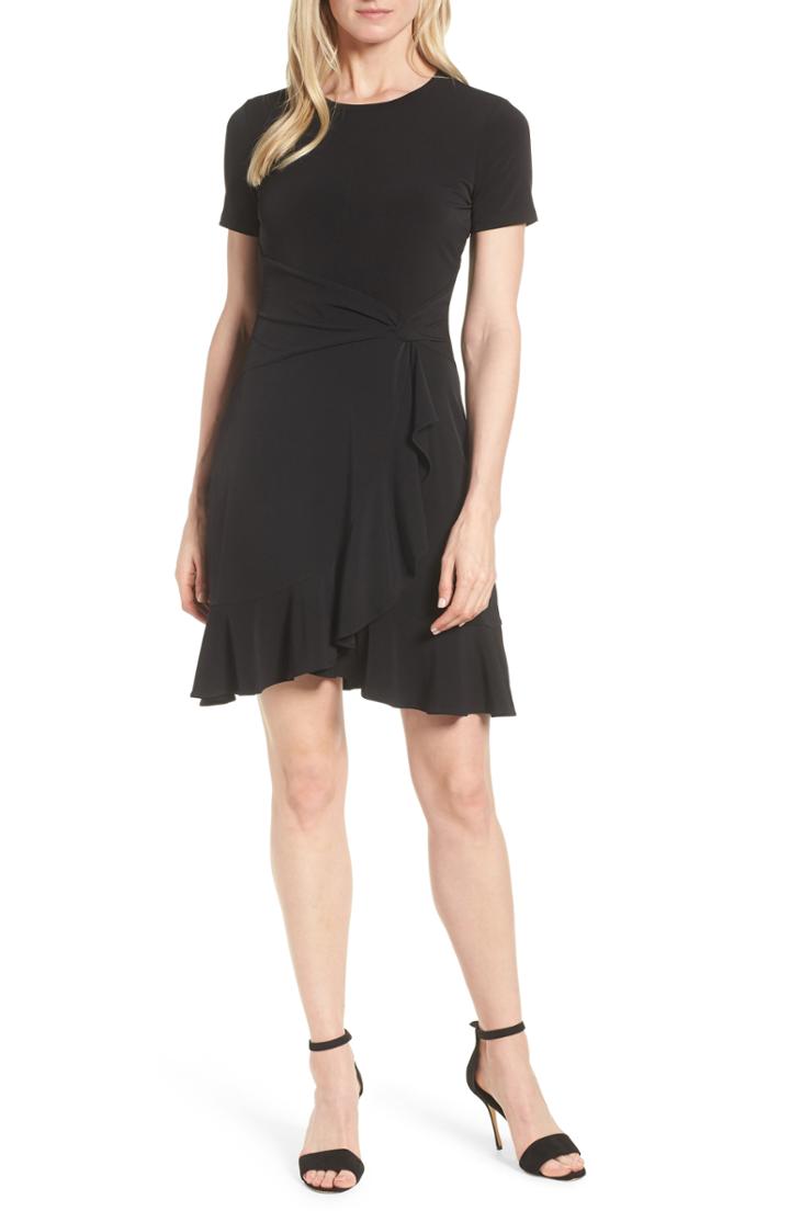 Women's Michael Kors Twist Waist Dress - Black