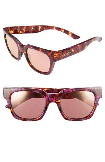 Women's Smith 'comstock' 52mm Rectangular Sunglasses - Blue Tortoise/ Blue Mirror