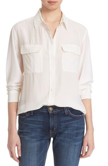 Women's Equipment 'signature' Silk Shirt - White