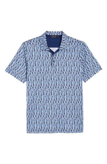 Men's Bugatchi Classic Fit Abstract Brick Layout Polo, Size - Blue