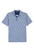 Men's Bugatchi Classic Fit Abstract Brick Layout Polo, Size - Blue