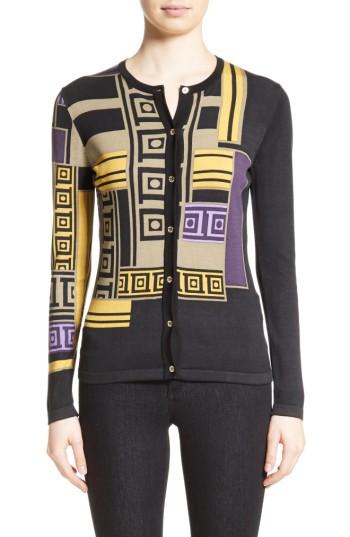 Women's Versace Collection Tetris Silk Blend Cardigan Us / 42 It - Purple