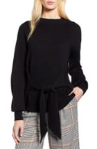 Women's Halogen X Atlantic-pacific Wool And Cashmere Blend Tie Sweater - Black