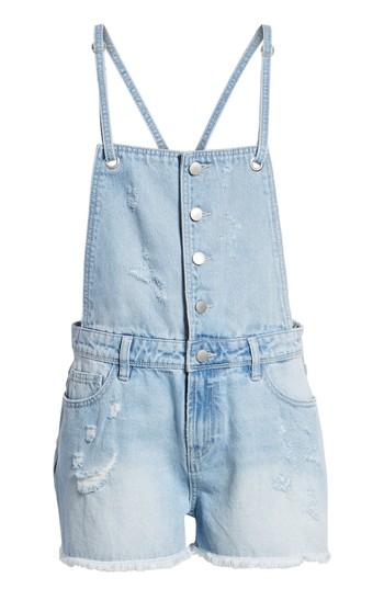 Women's Tinsel Denim Short Overalls - Blue