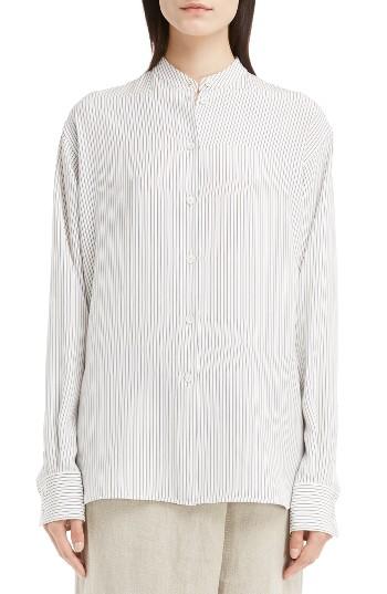 Women's Victoria Beckham Stripe Silk Satin Pinstripe Shirt