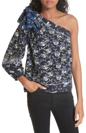 Women's Ulla Johnson Asima Batik One Shoulder Blouse - Blue