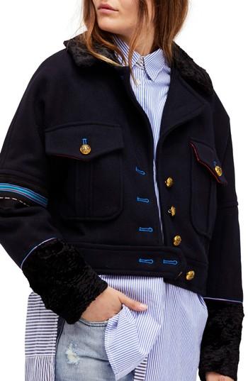 Women's Free People Eisenhower Crop Jacket - Blue