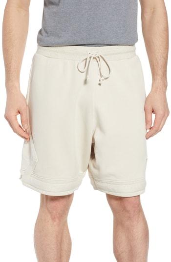 Men's Nike Jordan Washed Cotton Diamond Logo Shorts - Ivory