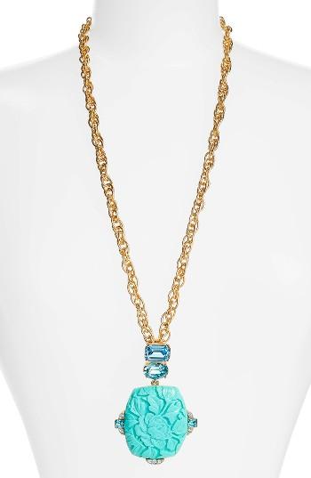 Women's Oscar De La Renta Carved Resin Pendant Necklace