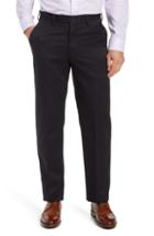 Men's Berle Classic Fit Flat Front Microfiber Performance Trousers - Black
