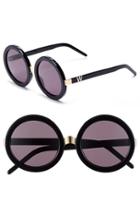 Women's Wildfox 'malibu' 56mm Round Sunglasses - Black/ Gold/ Grey Gradient