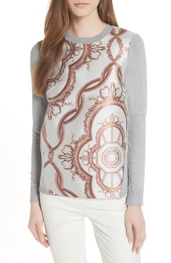 Women's Ted Baker London Versailles Jacquard Front Sweater - Grey