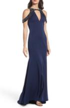 Women's Ieena For Mac Duggal Embellished Cold Shoulder Gown - Blue