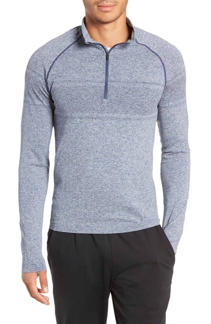 Men's Rhone Seamless Quarter Zip Pullover - Blue