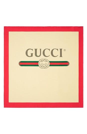 Women's Gucci Future Logo Silk Twill Scarf, Size - Red
