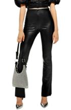Women's Topshop Faux Leather Flare Pants Us (fits Like 0-2) - Black