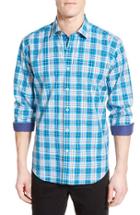 Men's Bugatchi Classic Fit Plaid Sport Shirt - Blue/green