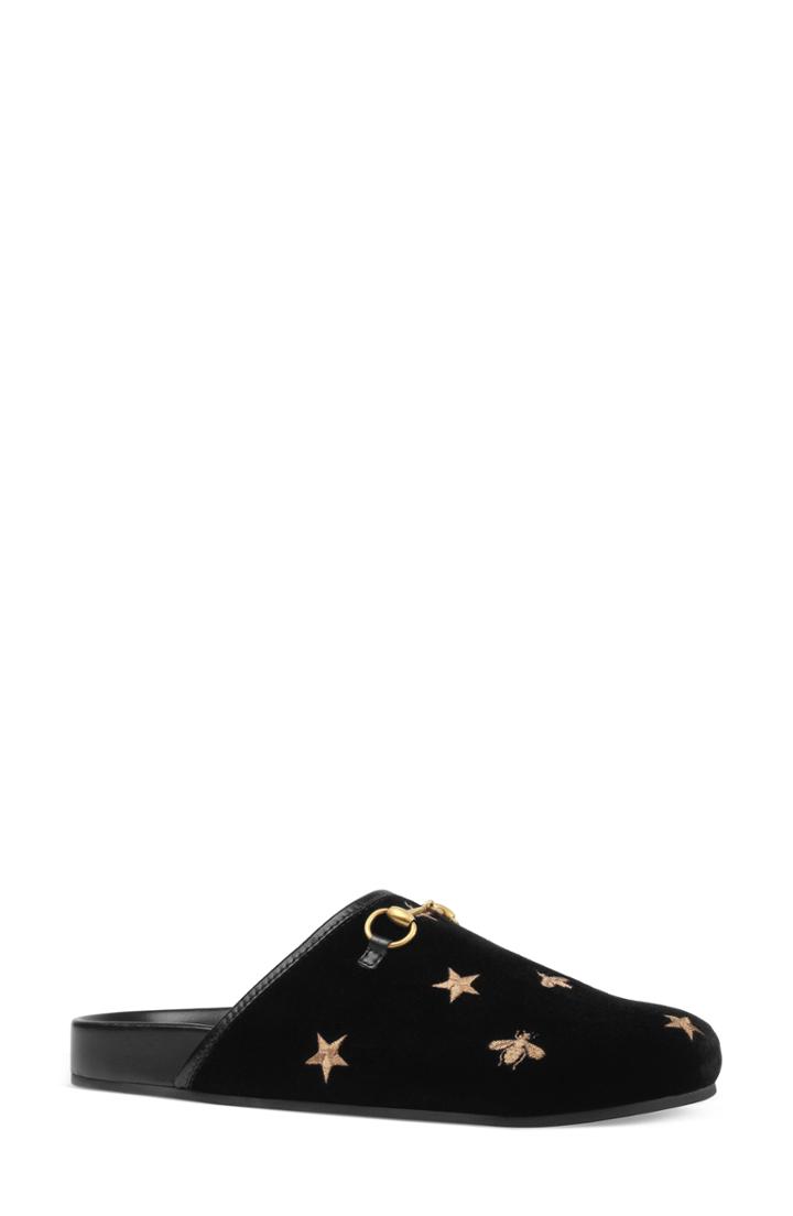 Women's Gucci New River Embroidered Mule Us / 37eu - Black